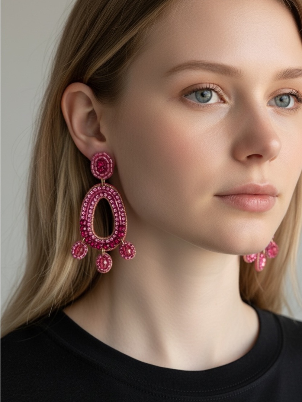 10/2 Pink Statement Crystal Drop Earrings - Women Jewelry